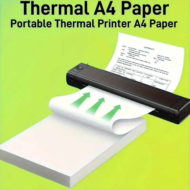 100 Sheets A4 Continuous Thermal Paper, Folded Printing Paper for Portable Printers, Office Home Restaurant Compatible Multi-Function Design, Office Stationery Supplies