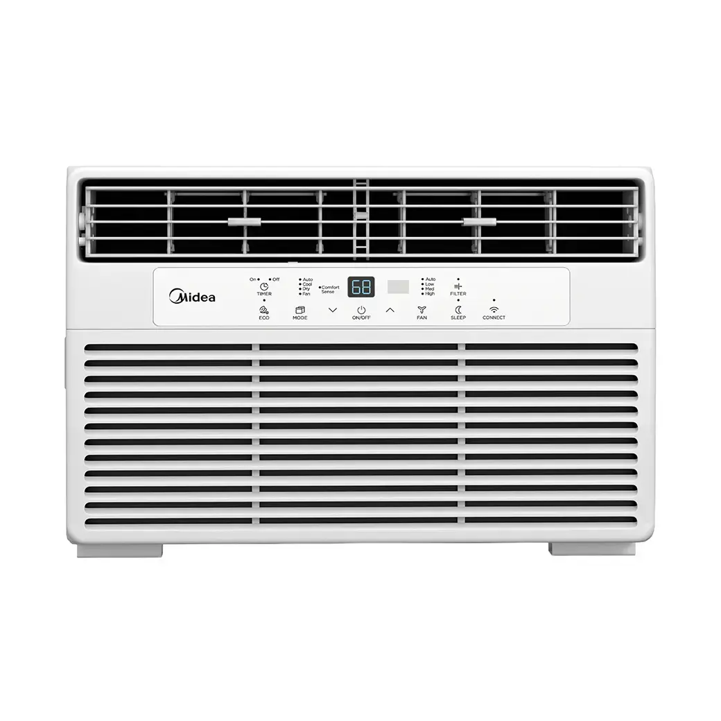 Midea MAW08S1DWWT 8000 BTU 115V Plug Window Air Conditioner, Smart WiFi-Connected 3-in-1 Cooling, ComfortSense Remote Control, SmartHome App Voice Control, Timer, Sleep Mode, Filter, Energy Saver for 350 sq ft Medium Rooms, White (Like New)
