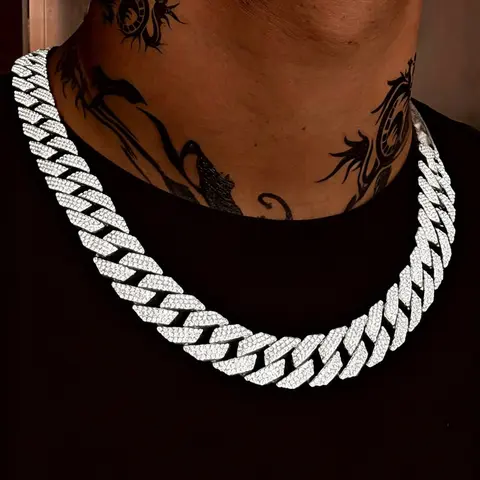 Rhinestone Decorated Cuban Link Chain Necklace Or Bracelet, Cuban Link Design, Hip Hop Jewelry for Party, Daily Clothing Decor for Men & Women, Trendy All-match & Exquisite Jewelry for Birthday Gift