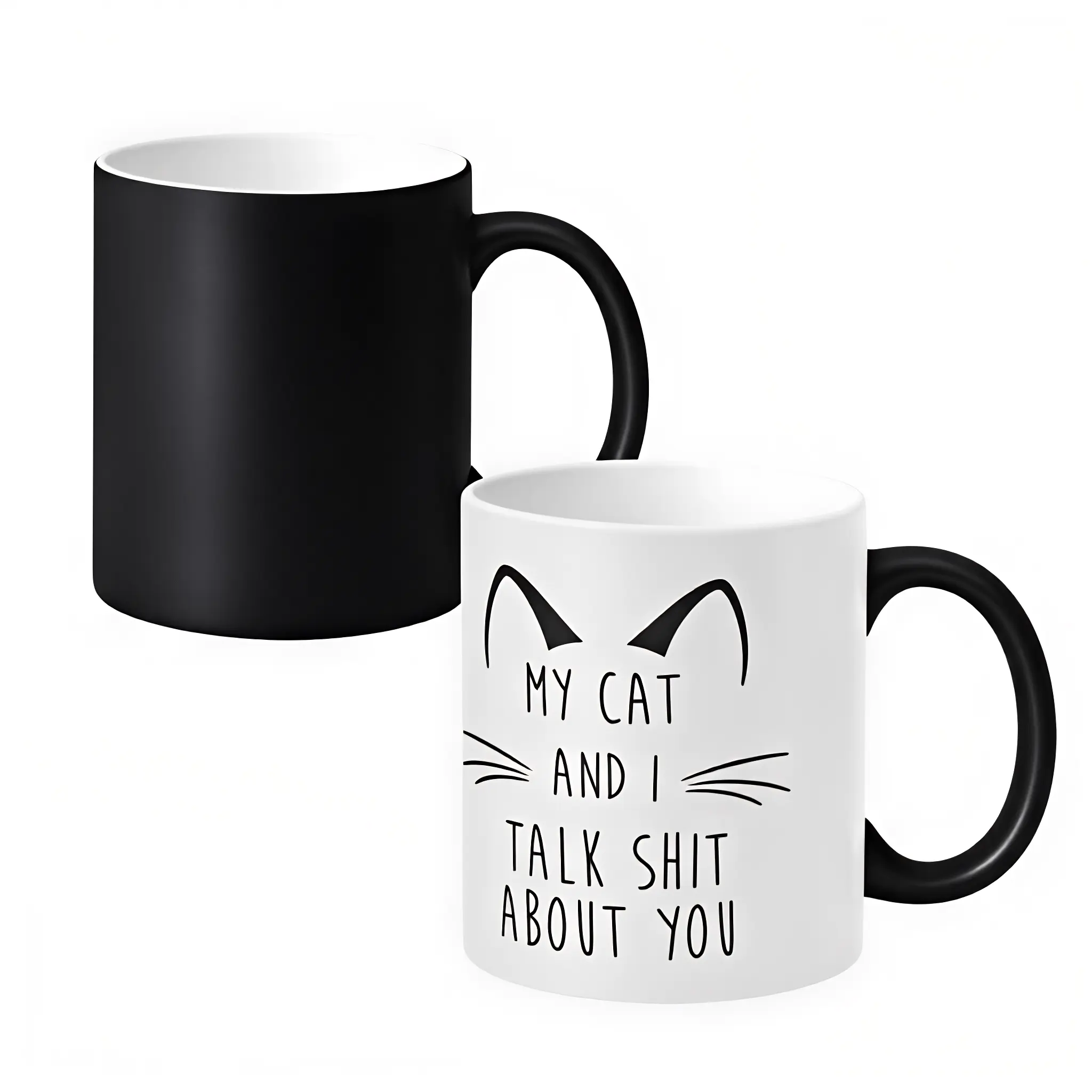 My Cat and I Talk Trash About You Color Changing Mug - Funny Sarcastic Cat Lover Coffee Cup for Friends, 11oz