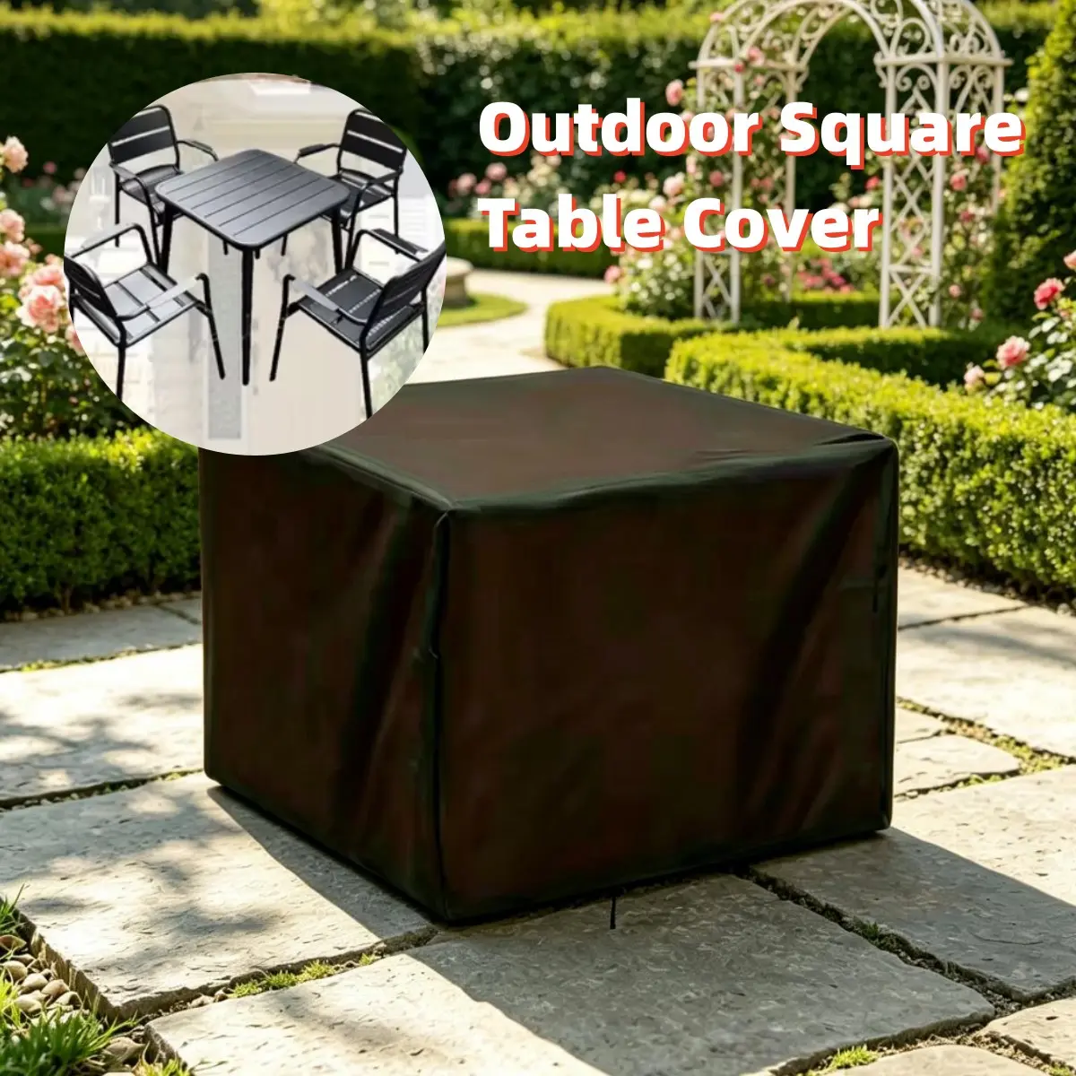 1pc Multi-Size Durable Outdoor Square Table Cover, Courtyard Square Furniture Covers, Suitable for Various Square Furniture, Outdoor Patio Furniture Cover.