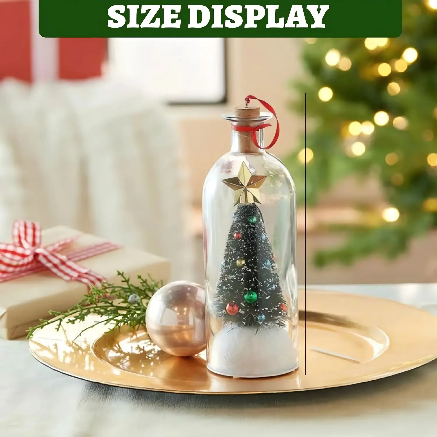 2027 Christmas Tree Message Bottle, Recordable Voice Memo, Cork Stopper, Seasonal Holiday Decoration, Mini Snow Scene, Thanksgiving Gift