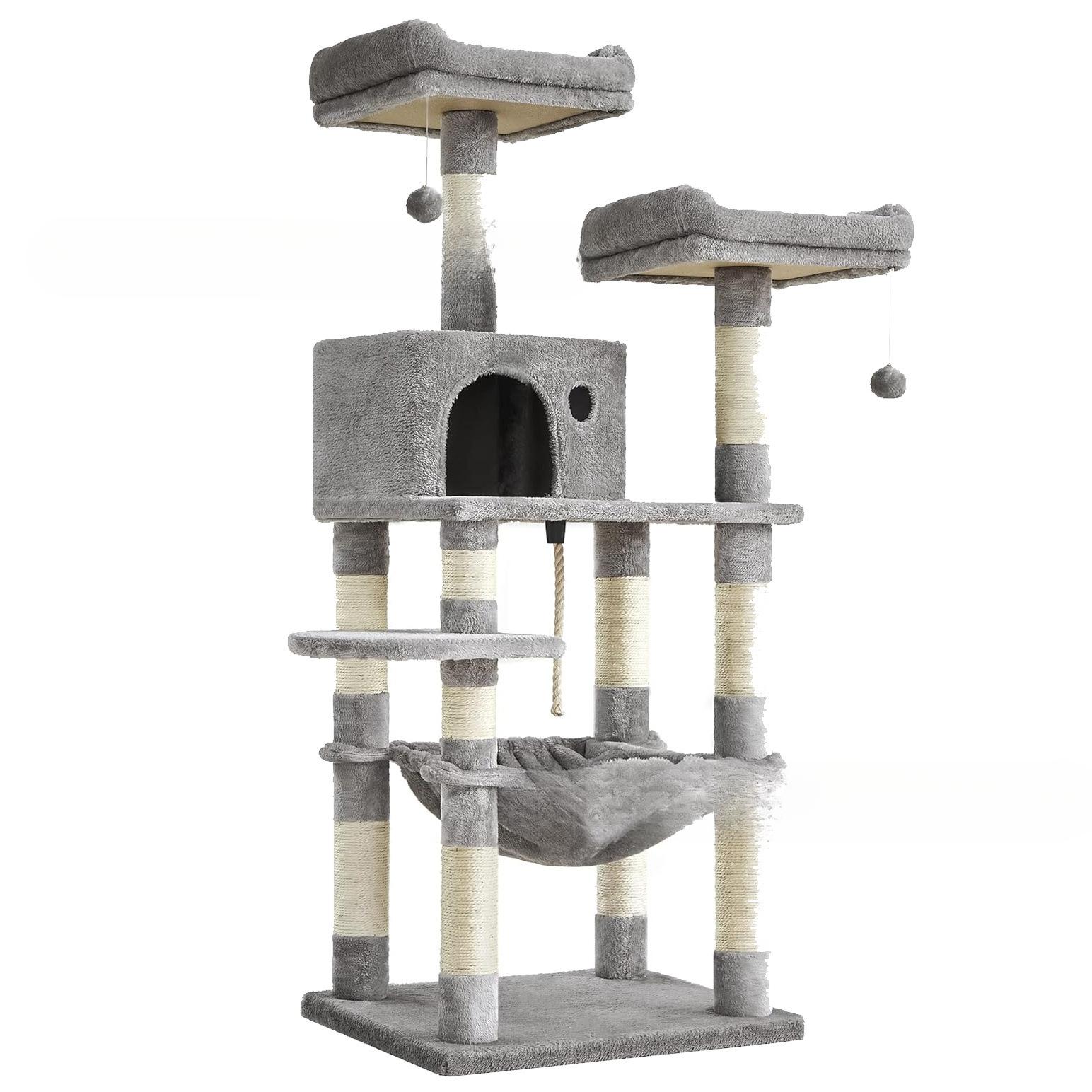 High Rise Space Saving Cat Tree Tall Climbing Tower Stable Cat Play House Heavy Duty Cat Stand for Large Cats Hot Selling