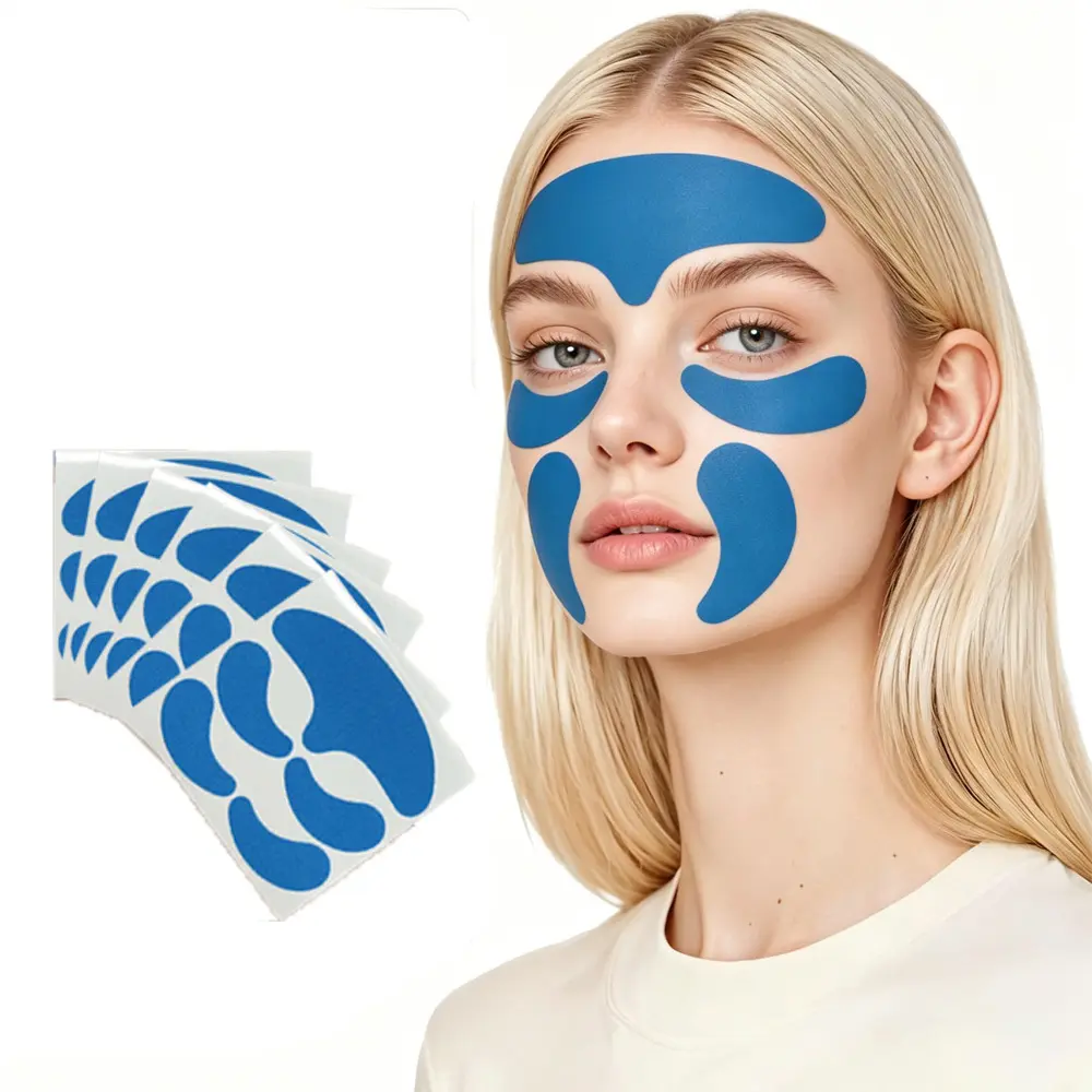 6sheets Blue Facial Patches, Forehead & Eye Stickers for Daily Skin Care, Suitable for Morning and Night Use, Great Gift for Family & Friends