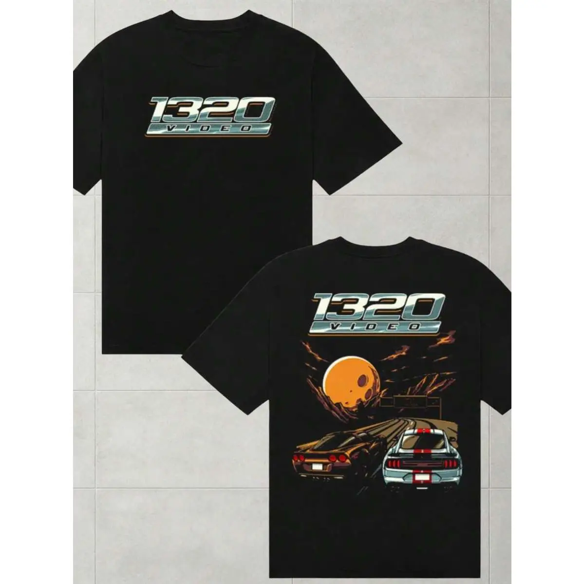 100 Percent Cotton Men S 1320 Video Drag Racing Car Sunset Graphic Tee Retro Streetwear Fashion Top Casual Short Sleeve Shirt Gift