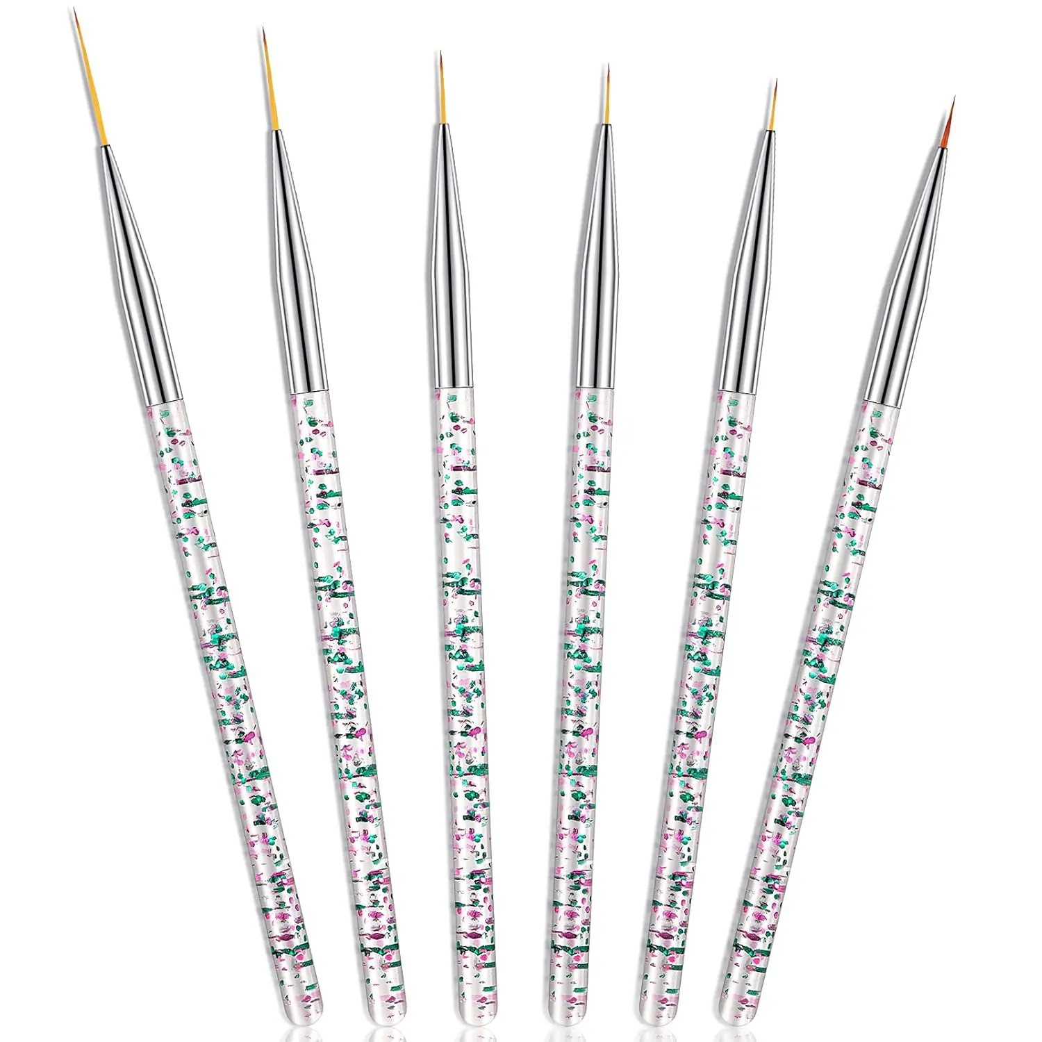 6 Pieces Eyeliner Brush Fine Point Eyeliner Eye Makeup Gel Eyeliner Fiber Bristles Eyeliner Brush Applicators Cosmetic Eye Wands Eyeliner(Bright Style)