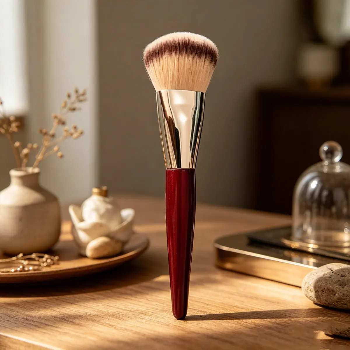 Ended Blush Brush For Super Pigmented Cream Makeup and Blended Powder Makeup Application