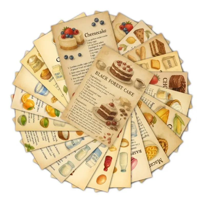 24 Vintage Winter Holiday Recipe Cards, Christmas Baking Sweet Treats, Includes Cookies, Cakes, Pies, Bread Recipes, Kitchen Decor, Gift for Bakers