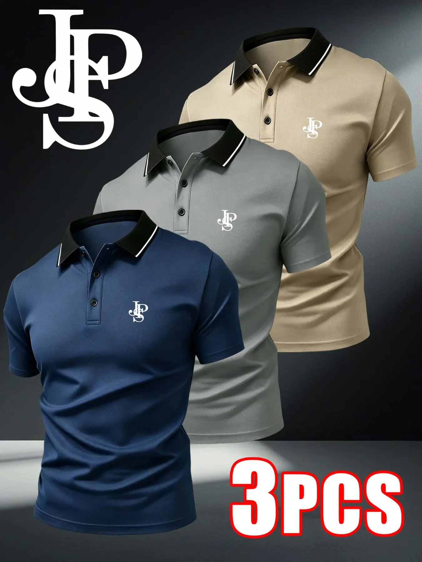 3pcs Men's Polo Shirts, Outdoor Golf & Equestrian Casual, Breathable Quick-Dry, Slim Fit, Solid Pattern, Spring Summer Wear