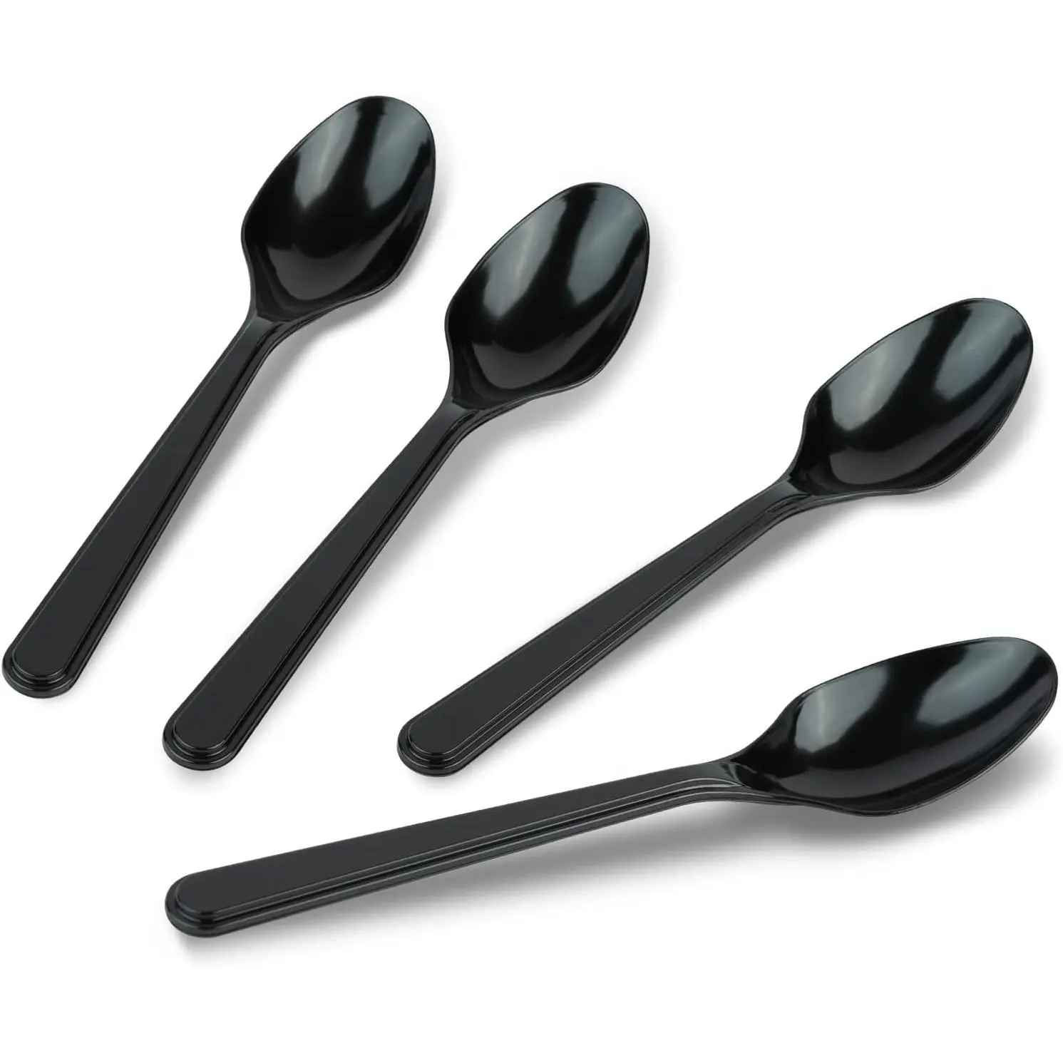 50 Pack Heavy Weight Plastic Spoons Black Disposable Spoons Plastic Cutlery Set