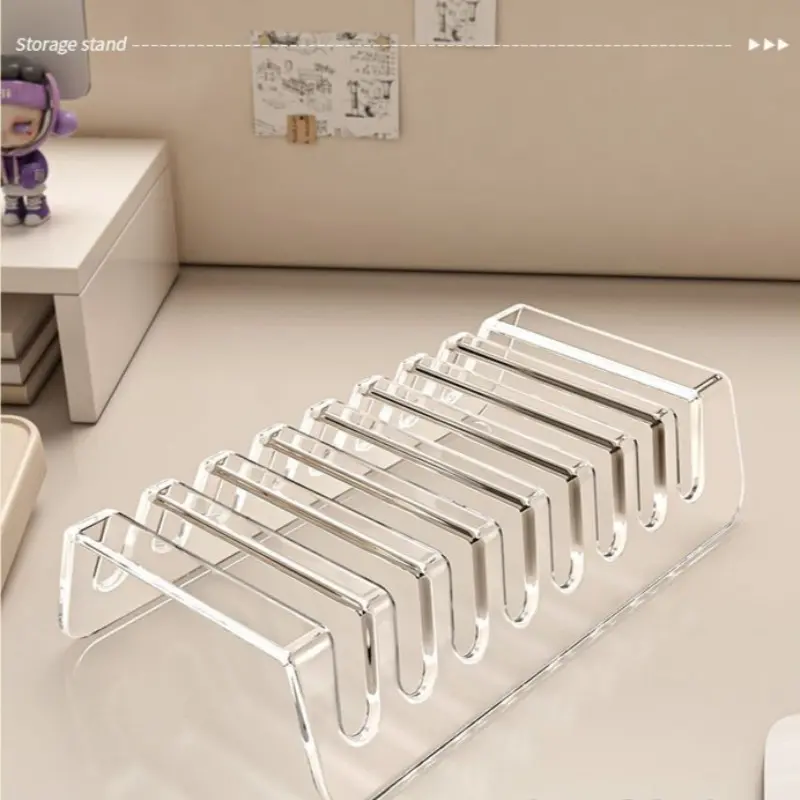 Transparent Acrylic Multi-Grid Phone Organizer, Desktop Tablet Charging Stand, Convenient Storage Solution, Modern Design, Space-Saving