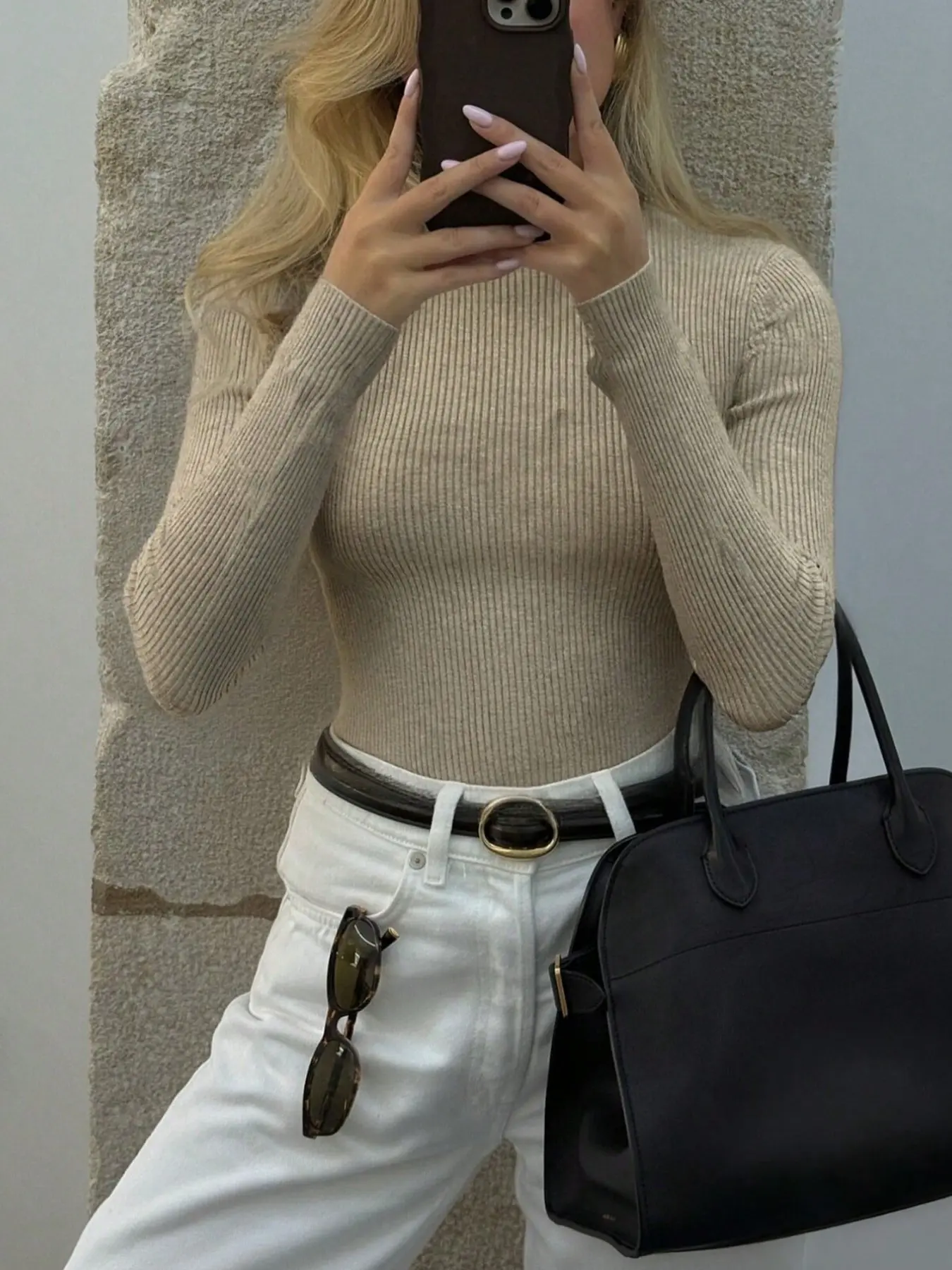 Women's Ribbed Knit Turtleneck Sweater|Fit Thumbhole Long Sleeve Pullover |Stretch Fabric | Fit Mock Neck Pullover | Fall Winter Basic Layering Top | Minimalist