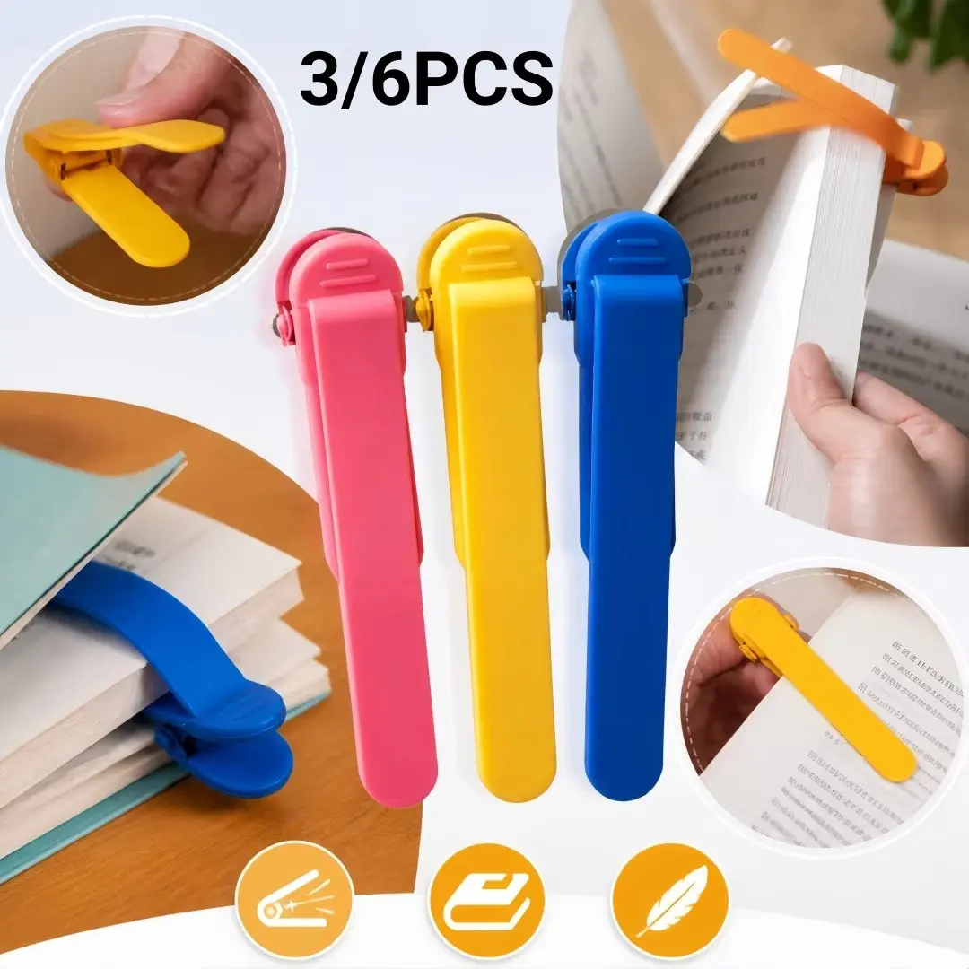 3/6 Three-colored Silicone Bookmarks, Automatic Page Turning, Automatic Page Recording, Memory Bookmark Recording, Reading Tool
