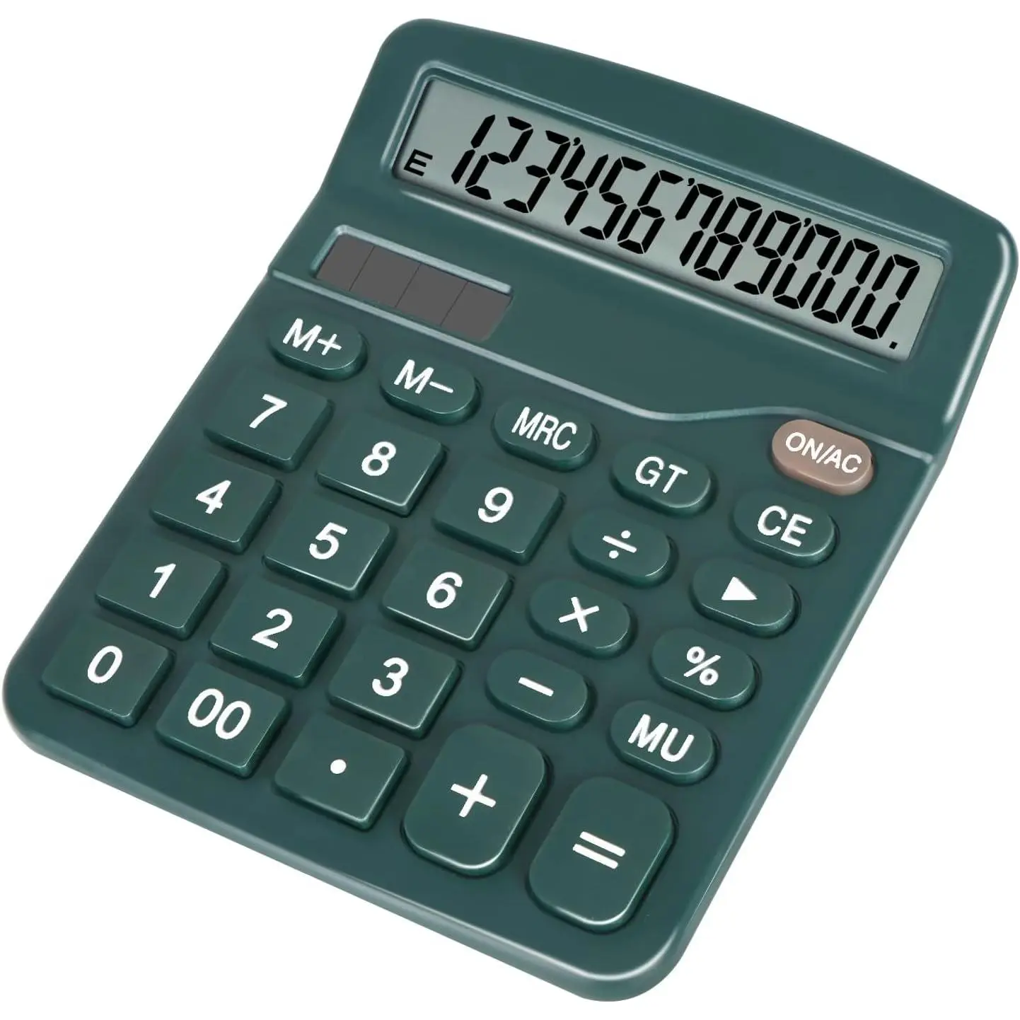 Dark Green Desktop Calculator with Big Buttons,  Power Source | Solar and , Large Display Screen -  for Office, Teachers, and Students (Dark Green)
