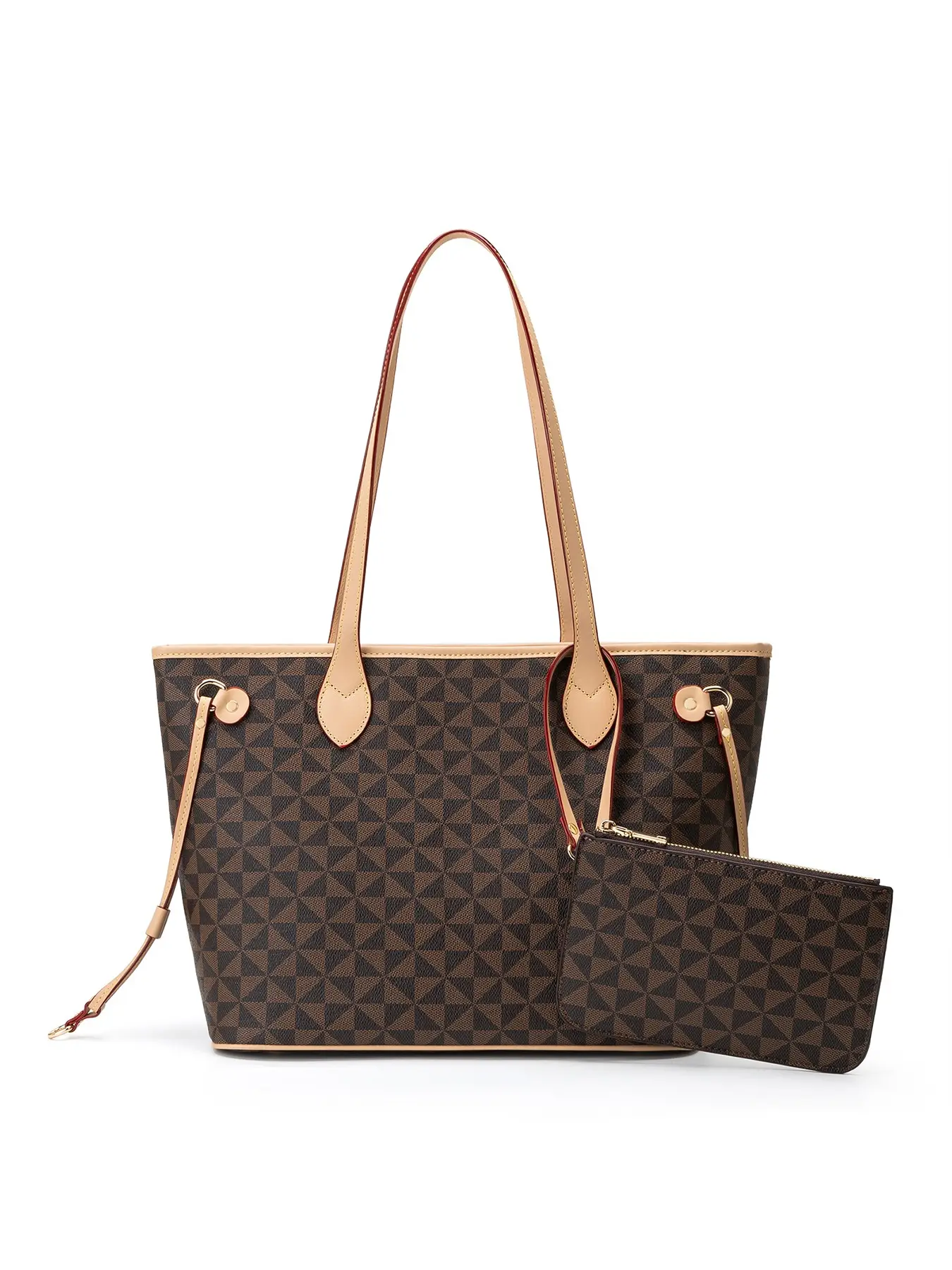 Women's Versatile Tote Bag Set, 2-Piece Matching Tote Bags, Geometric Pattern Simple Shoulder Shopping Bag, Fashionable Ladies' Handbag, Everyday Tote