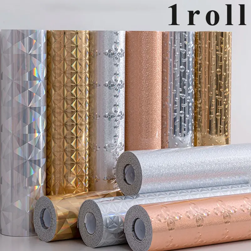 Thick Self-Adhesive Peel and Stick Wallpaper with Fine Sparkles, European Pattern High-Quality Wall Paper, Elegant Self-Sticking Wallpaper Roll