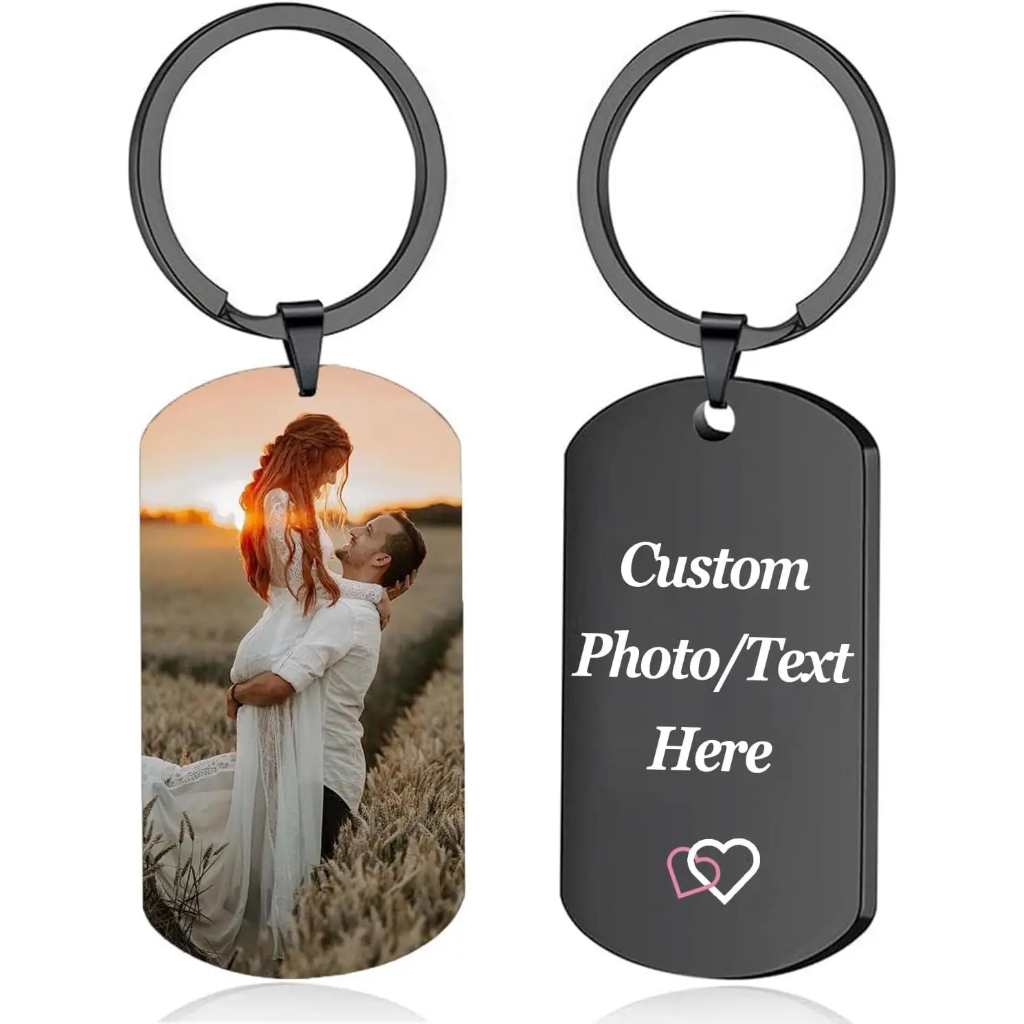 Custom Keychain with Picture，Personalized Keychains with Engraving Photo/Text Customized gifts for boyfriends wivesGift.