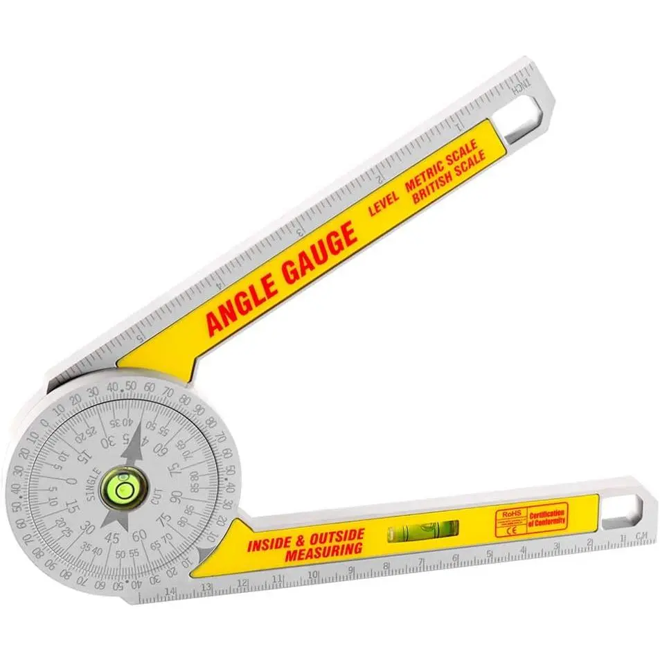 360-Degree Miter Protractor Angle Ruler - High Accuracy Angle Finder Gauge with Bubble Level, Easy to Carry, for Carpenters, Wood, Plumbing, Crown Forming Tasks, Manufacturer Warranty