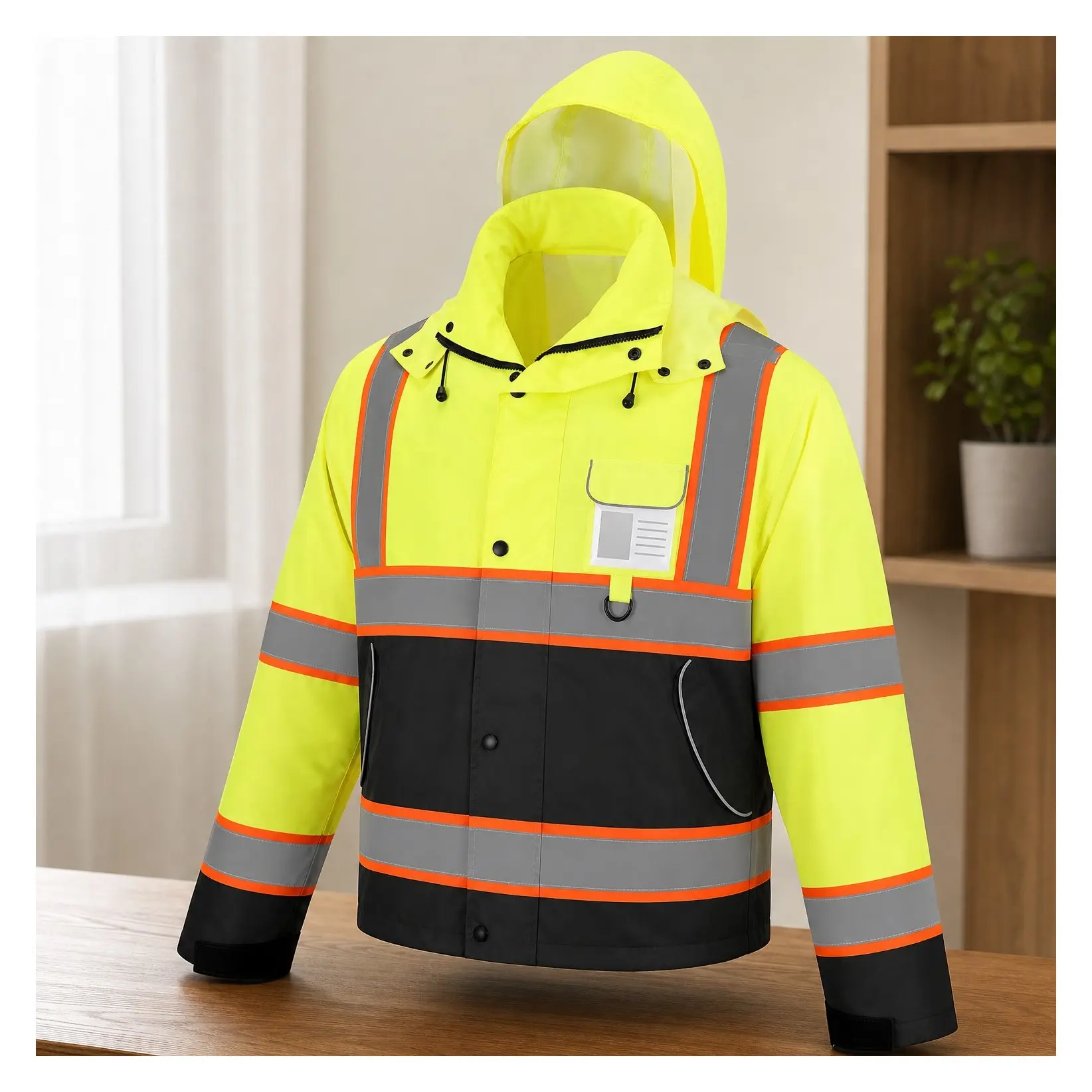 Class III High Visibility Reflective Rain Jacket - Waterproof Hi Vis Safety Coat for Outdoor Work, Yellow & Black, Size S, Lightweight & BreathableGift