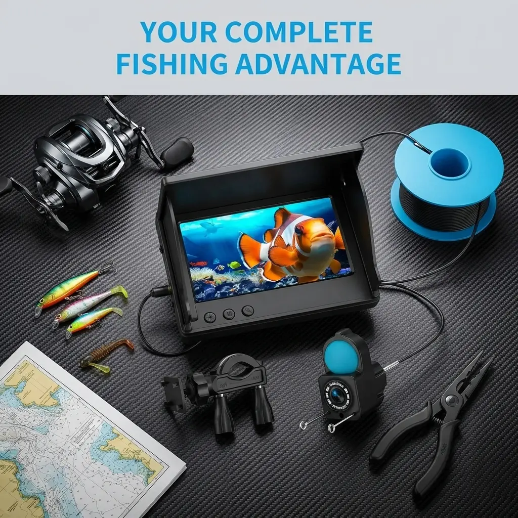 Underwater Fishing Camera Fish Finder - 1080P HD, 4.3" Screen, IR Night Vision, IP68 Rated, 30M Waterproof, 5000mAh Battery
