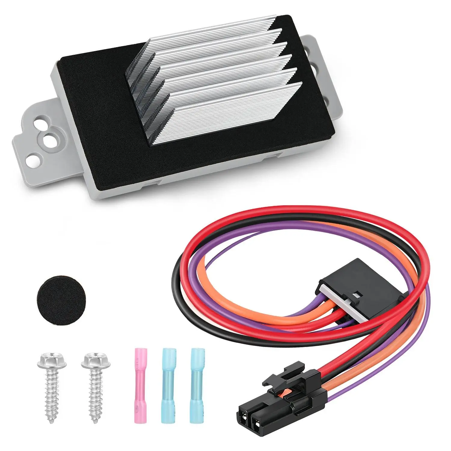 Nilight OE Quality Aluminum Resistive HVAC Blower Motor Resistor Complete Kit with Pre-Assembled Harness & Multiple Pins for Chevy Silverado, Tahoe, Suburban & GMC Sierra, Yukon XL GM Models - Replaces 1581773, 89018778, 89019351, 19260762, 15-80567