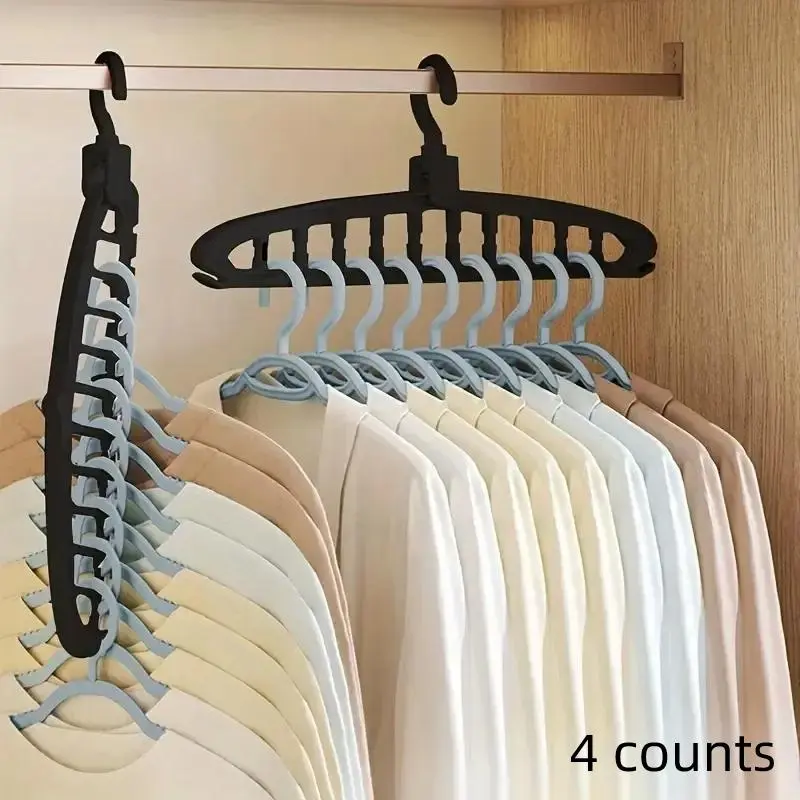 Foldable Clothes Hanger, 4 Counts Durable Hanger, Household Space Saving Organizer for Bedroom, Wardrobe, Home, Dormitory
