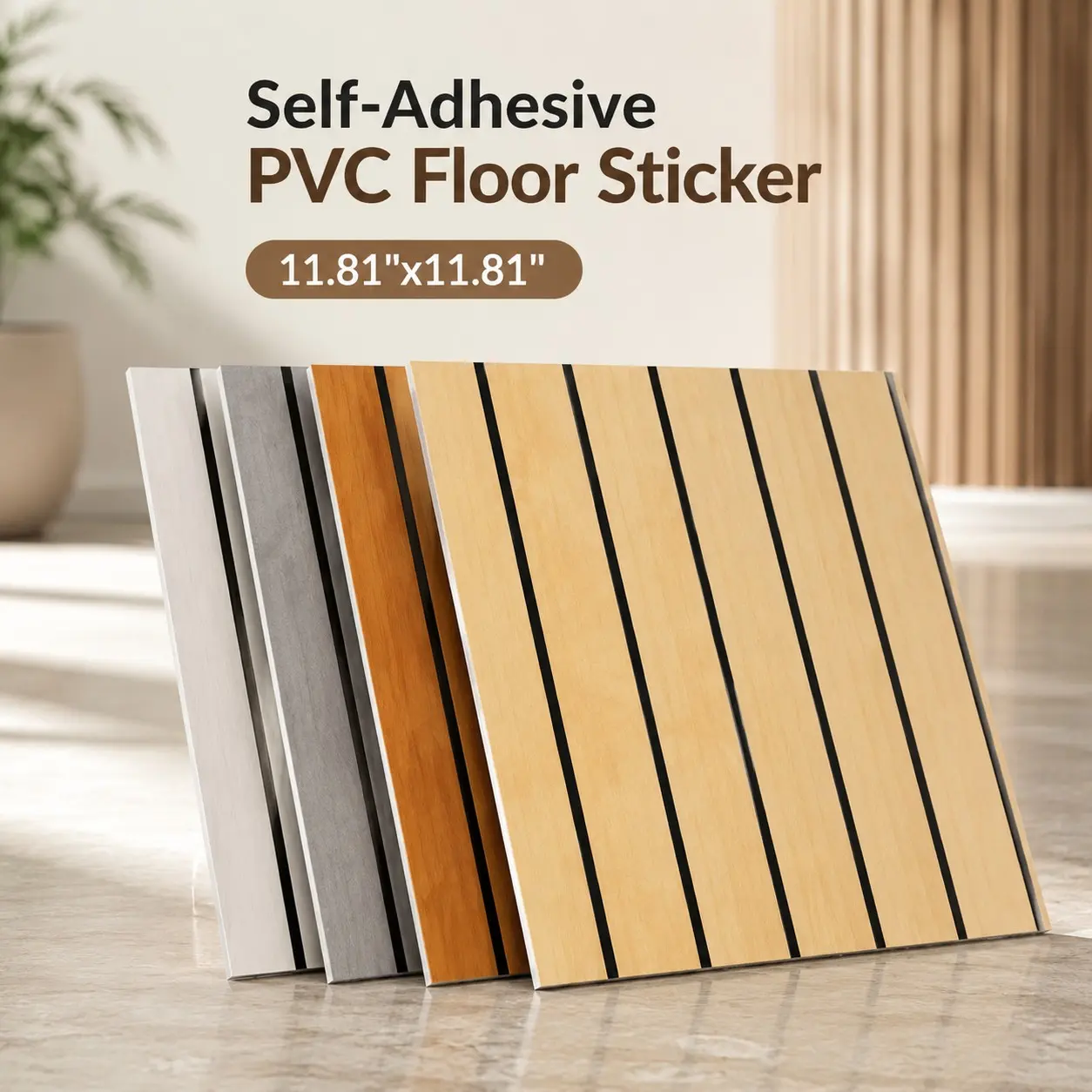 Waterproof PVC Wall Decor Tiles 30*30cm, Vertical Strip Wood Texture, Peel Stick Wall Panels, Easy Install for Bathroom, Kitchen, Apartment, Kitchen Wallpaper Peel And Stick