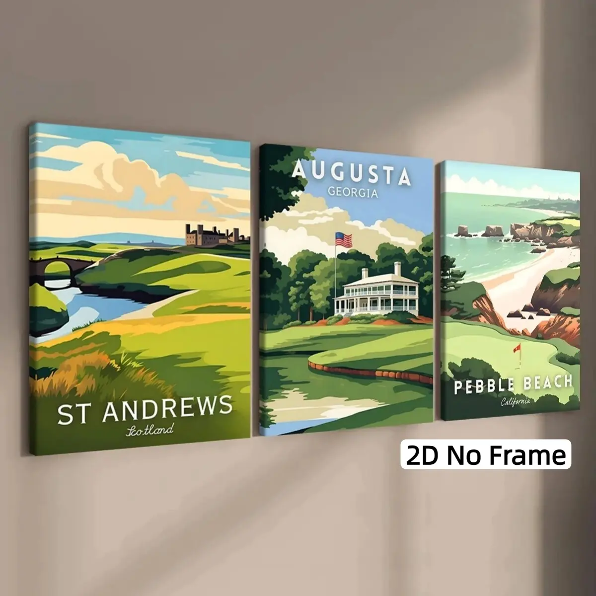 3-Pack Famous Golf Course Posters, Modern Art Decor, Waterproof HD Prints, Perfect for Living Room, Office, Bedroom, Gift Idea