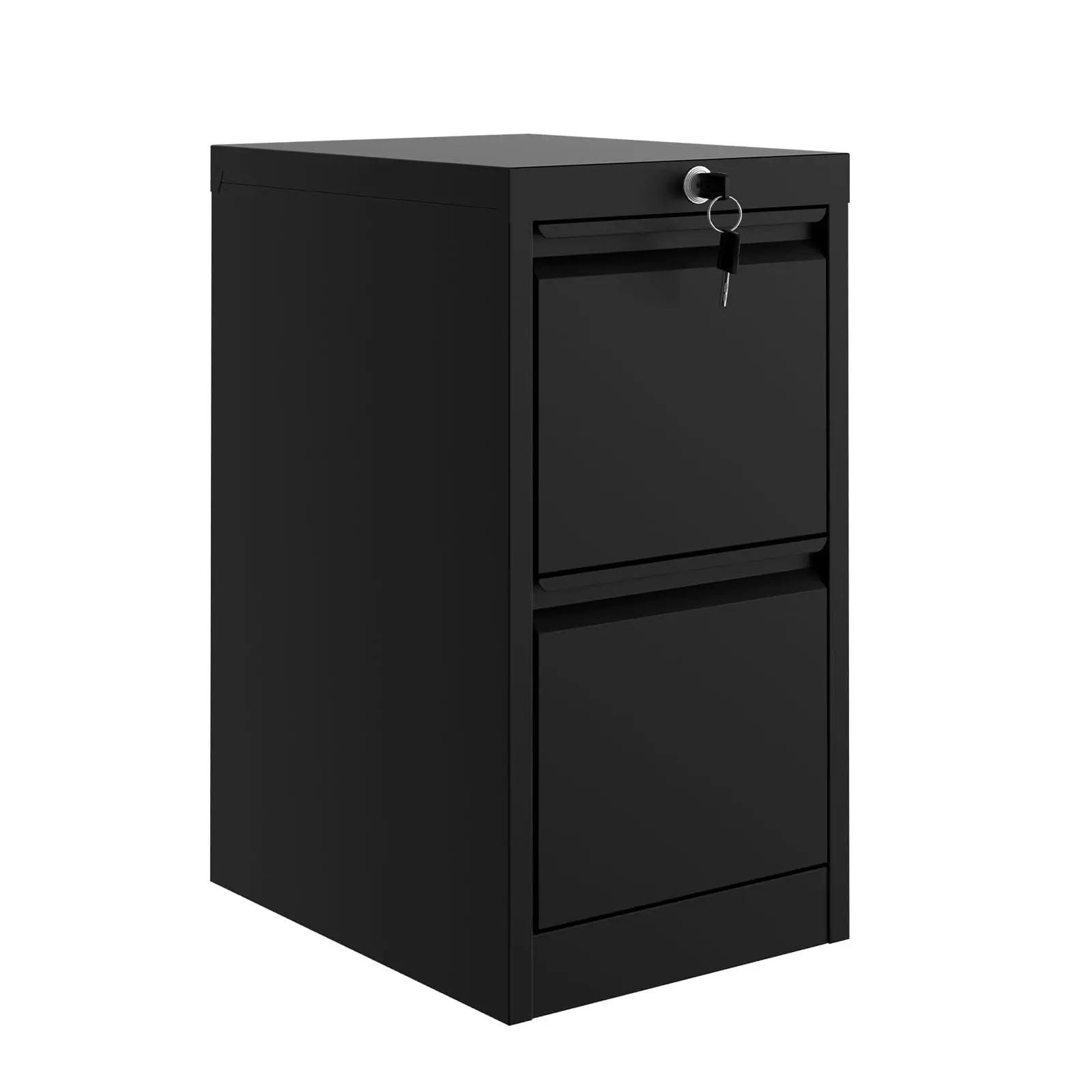 Black Vertical Metal Filing Cabinet with 2 Lockable Drawers, Heavy Duty Document Storage Cabinet for Letter and Legal Files, Practical Home Office Furniture, Easy Assembly Needed