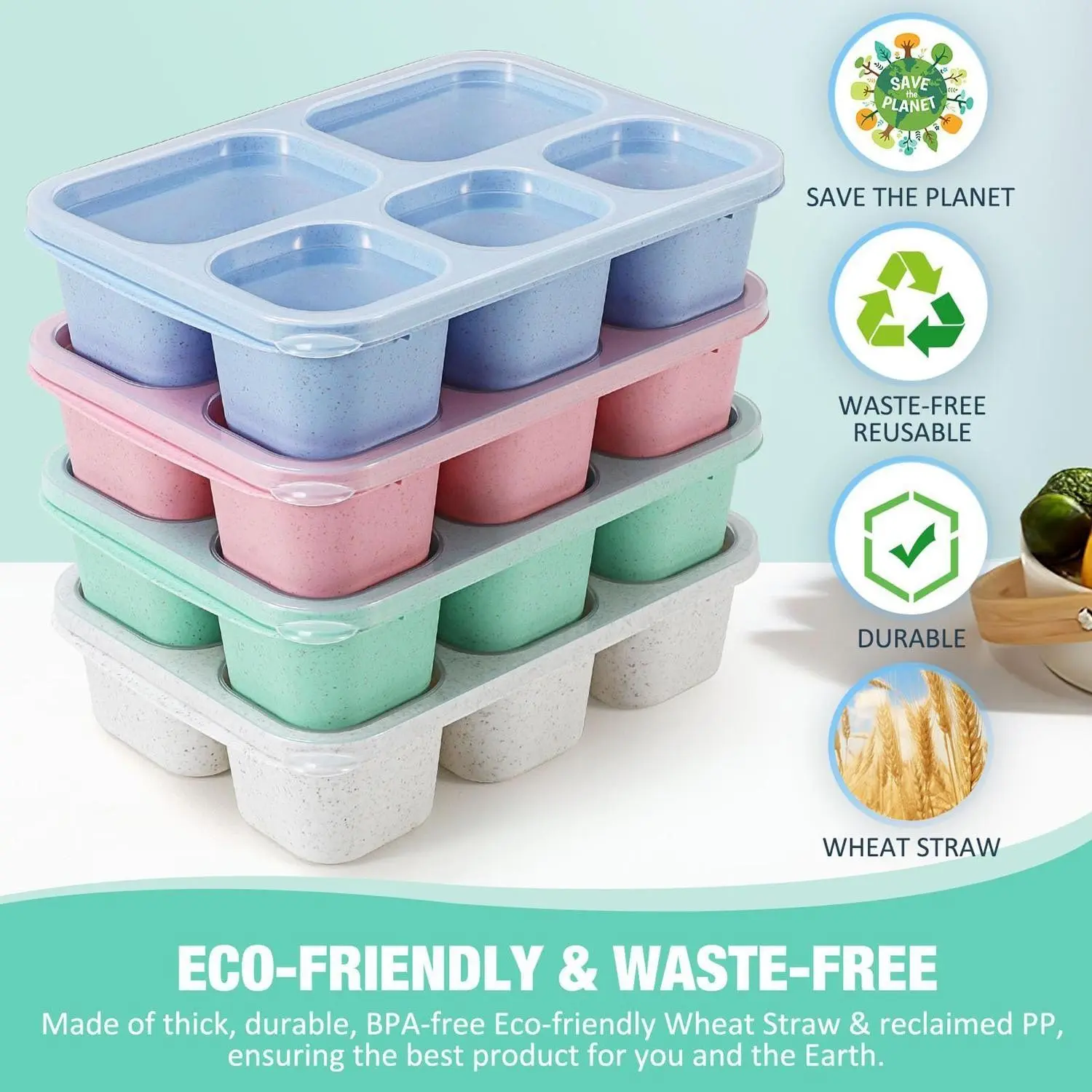 Reusable Plastic Bento Box Set with 4 Sets of 5 Compartment Dividers, Compartment Design, Transparent Lids Snack Container, Food Container, Lunch Box Set, Meal Prep Containers, Durable Bento Box, Portable Bento Box, Perfect for Work Travel and Meal Prep