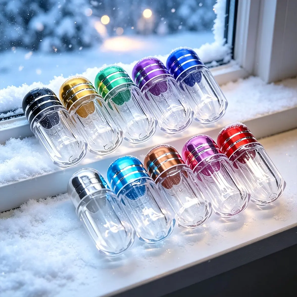 34/46 PCS Transparent Capsule Bottle Acrylic Material Octagonal Color Aluminum Cap Single-Piece Plastic Capsule Shell Packaging Small Bottle, Travel Capsule, With Metal Cap, Plastic Container, For Personal Medication And Small Items Storage - Fashion Desi