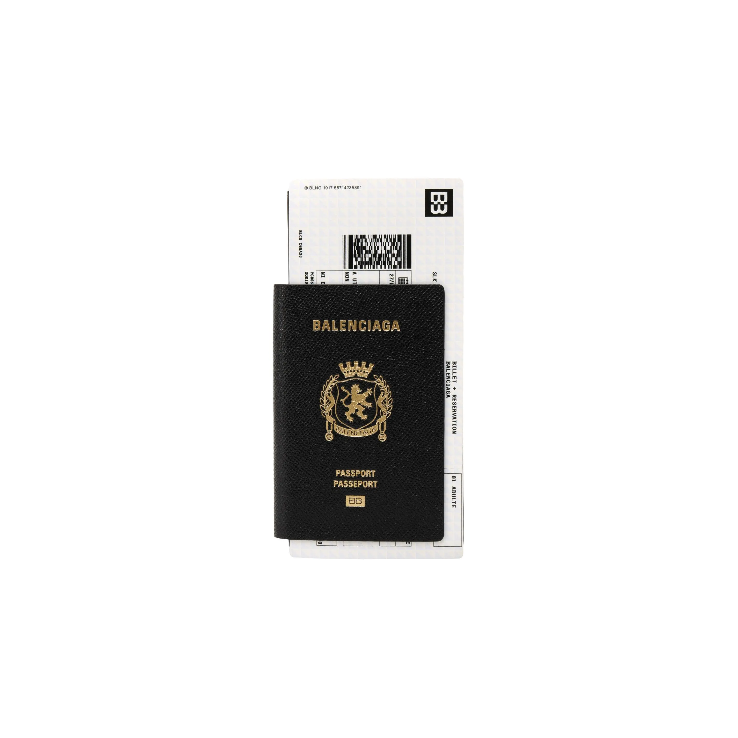 Balenciaga Passport Wallet for Women – Embossed Letter Logo, Leather and Faux-Leather Blend, Black