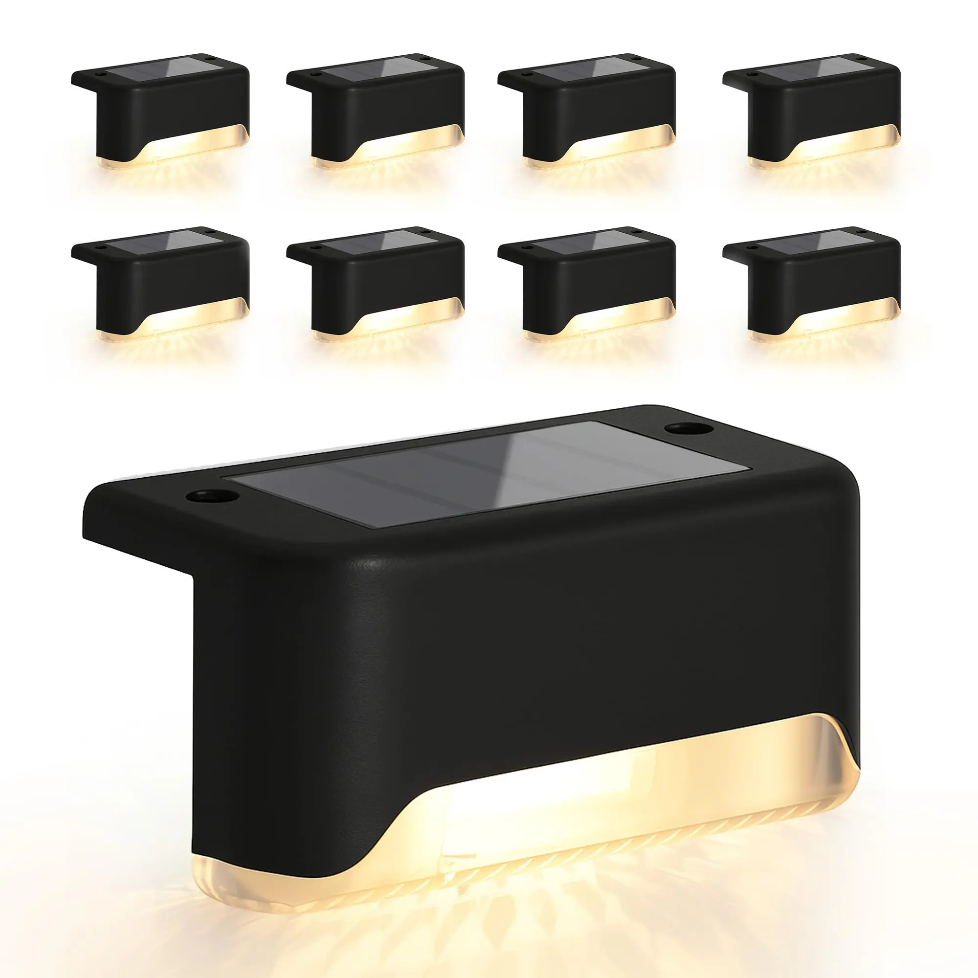 8Pcs Waterproof LED Light Solar Outdoor lamp for Step, Fence, Yard, Patio, Railing, Garden and Pathway, Outdoor Stairs