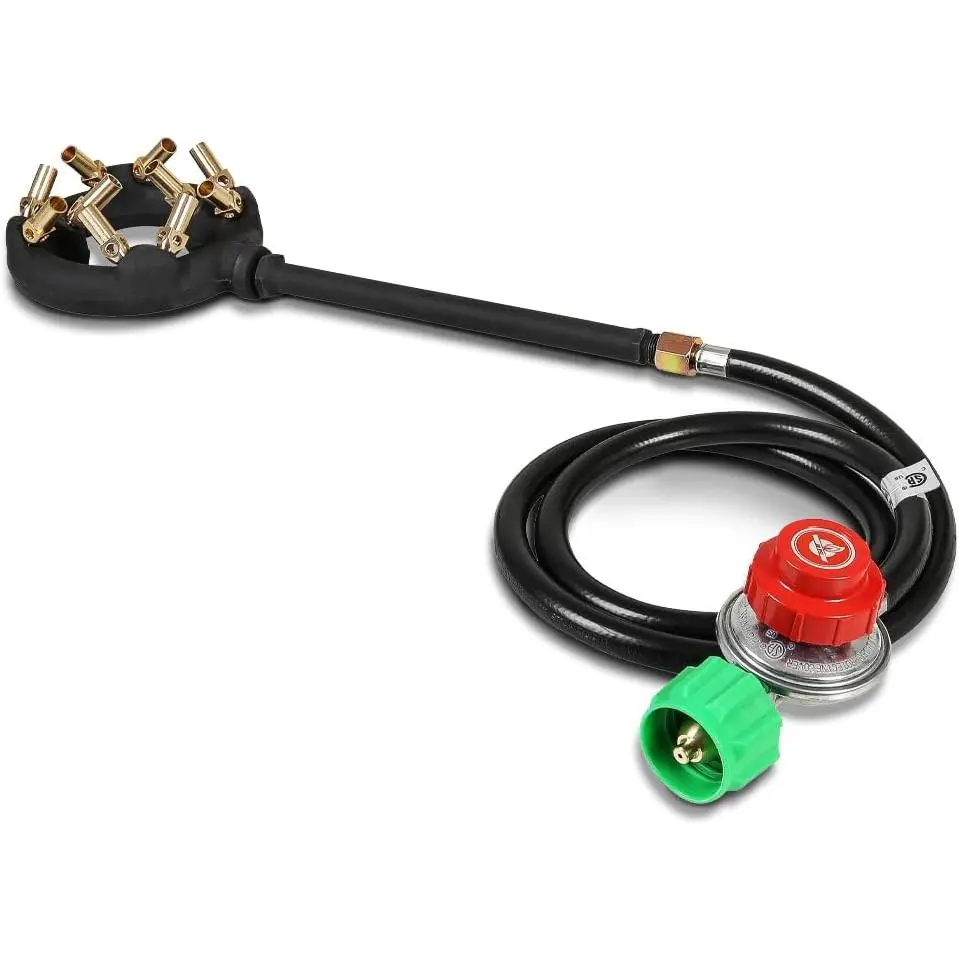 Solid Cast Iron Single Jet Burner Assembly with Brass Flame Tips, 6x2.5x16", High Heat Output for Outdoor Users (JET 10)