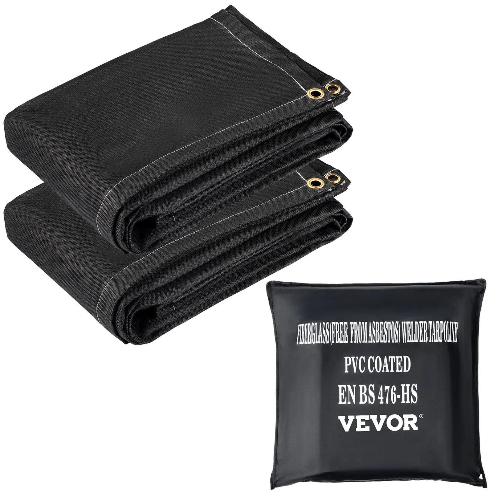 【DealsForYouDays】VEVOR Fire Blankets, 2 Pack Welding Blankets, 8\' x 10\' Fire Suppression Blanket, 1022°F Flame Retardant Blanket, Black Fire Emergency Blankets, Fiberglass Fire Retardant Blanket with 12 Brass Gromm