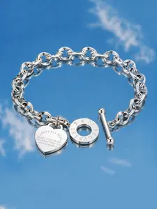 Proverbs 4:23 Silver Tone Charm Bracelet for Women, Adjustable Chain Bracelet with Heart Pendant and Bible Verse Disc, Christian Faith Jewelry Gift, Heart Bracelets