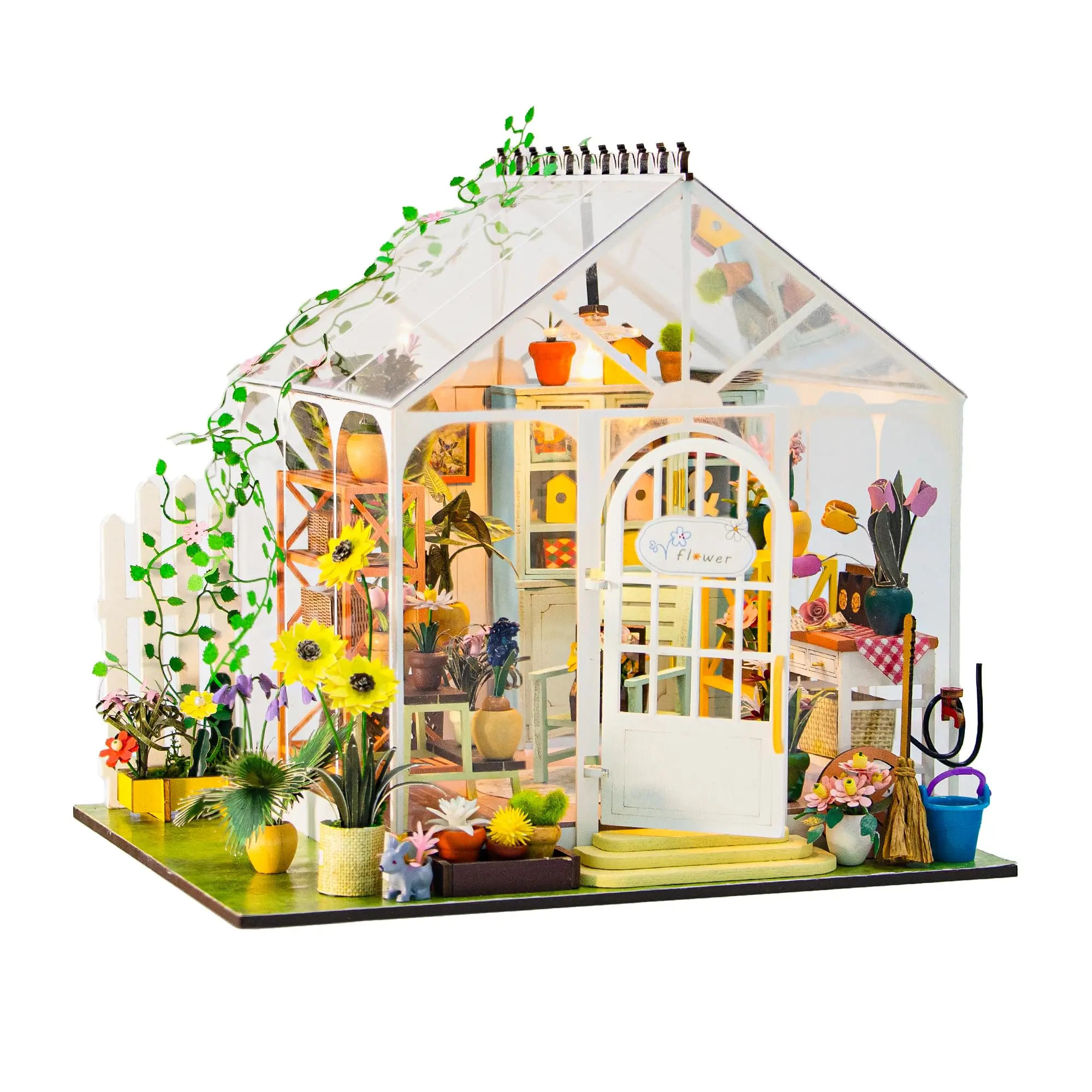 DIY Miniature House Kit, 1 Count Wooden DIY Miniature House Kit with Dust Cover, Creative Room Assembly Kit, Birthday Gift for Friends