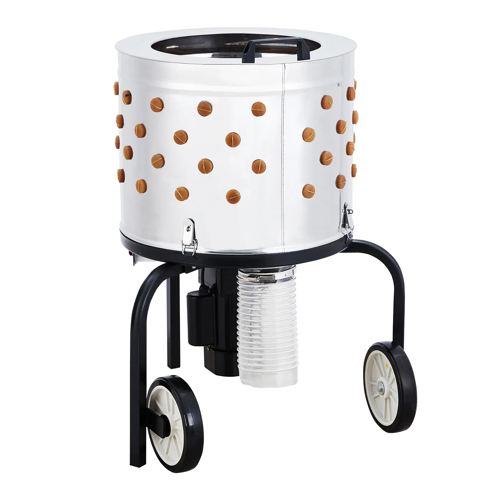 Professional Poultry Plume Plucker - Electric Chicken Plucker Machine - 550W, 20" Stainless Drum, 106 Soft Fingers - Waterproof, Transport Wheels - Farm & Restaurant Use