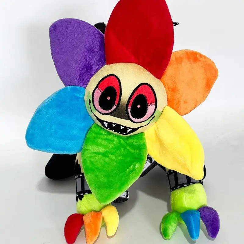 Poppy Playtime Rainbow Flower Scary Monster Plush Doll, Creepy Grinning Horror Game Stuffed Pillow, Weird Gothic Aesthetic Room Decor Gift For Horror Game Fans