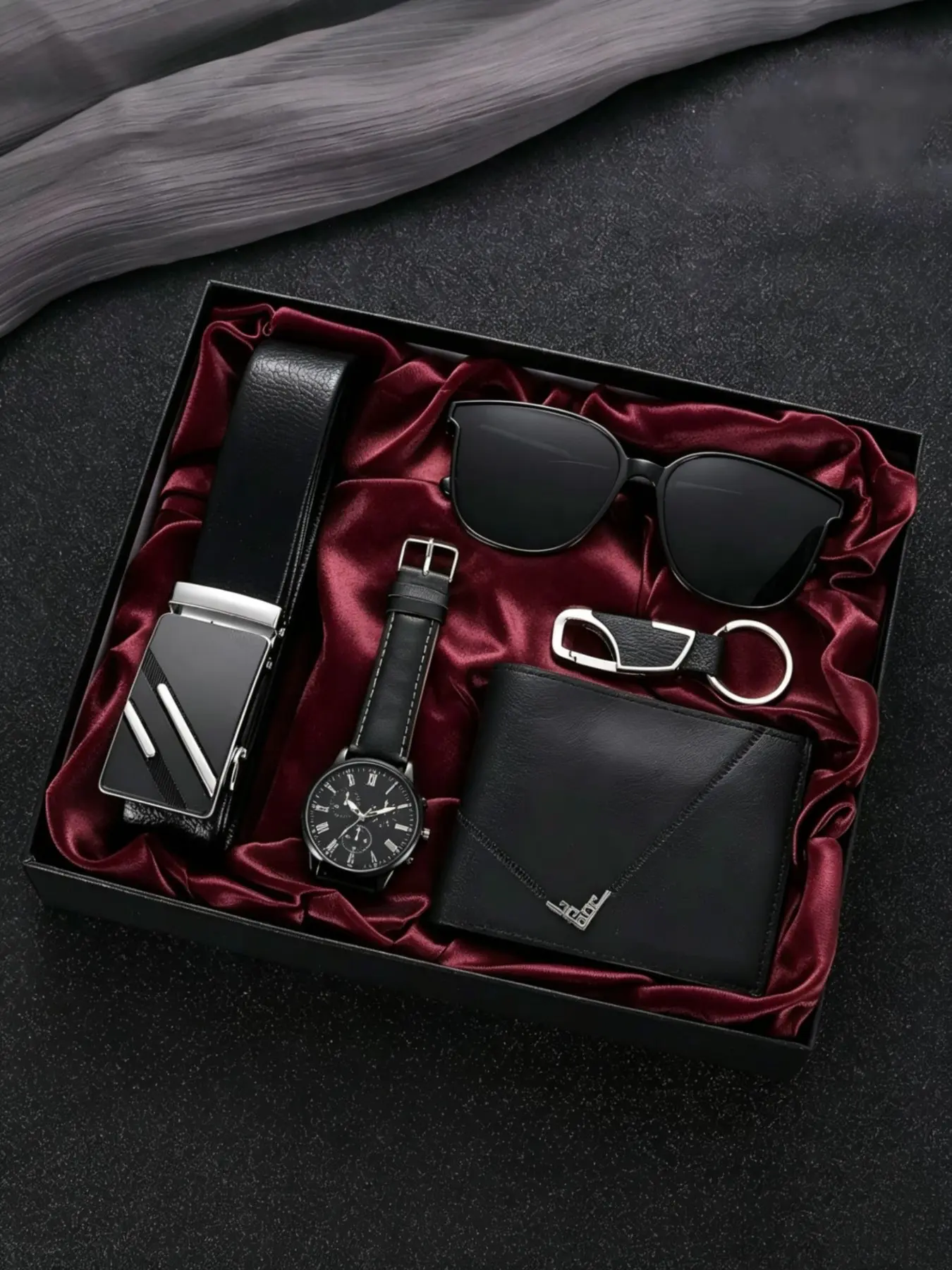 Luxury Men's Quartz Business Watch Set, Men Accessories, Includes Wallet and Belt, High-End Gift Box, Perfect for Daily Wear, Birthday, Father's Day