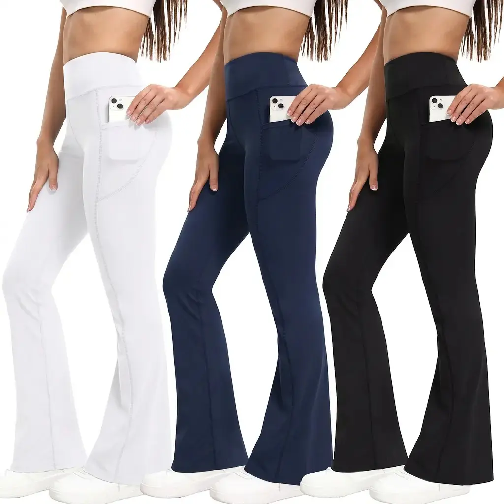 Women's High Waist Flared Leggings, Buttery Soft Yoga Pants with Pockets, Butt Lifting Workout Outfit for Gym Fitness, Workout Outfit Inspo