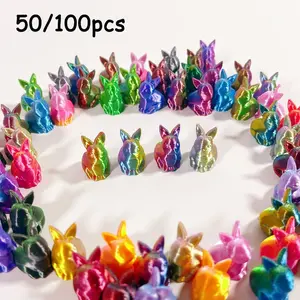 Mini 3D Printed Bunny Figurines, Multi-Color Sitting Cute Rabbit Decorations, Desktop & Micro Landscape Ornaments, Party Gifts