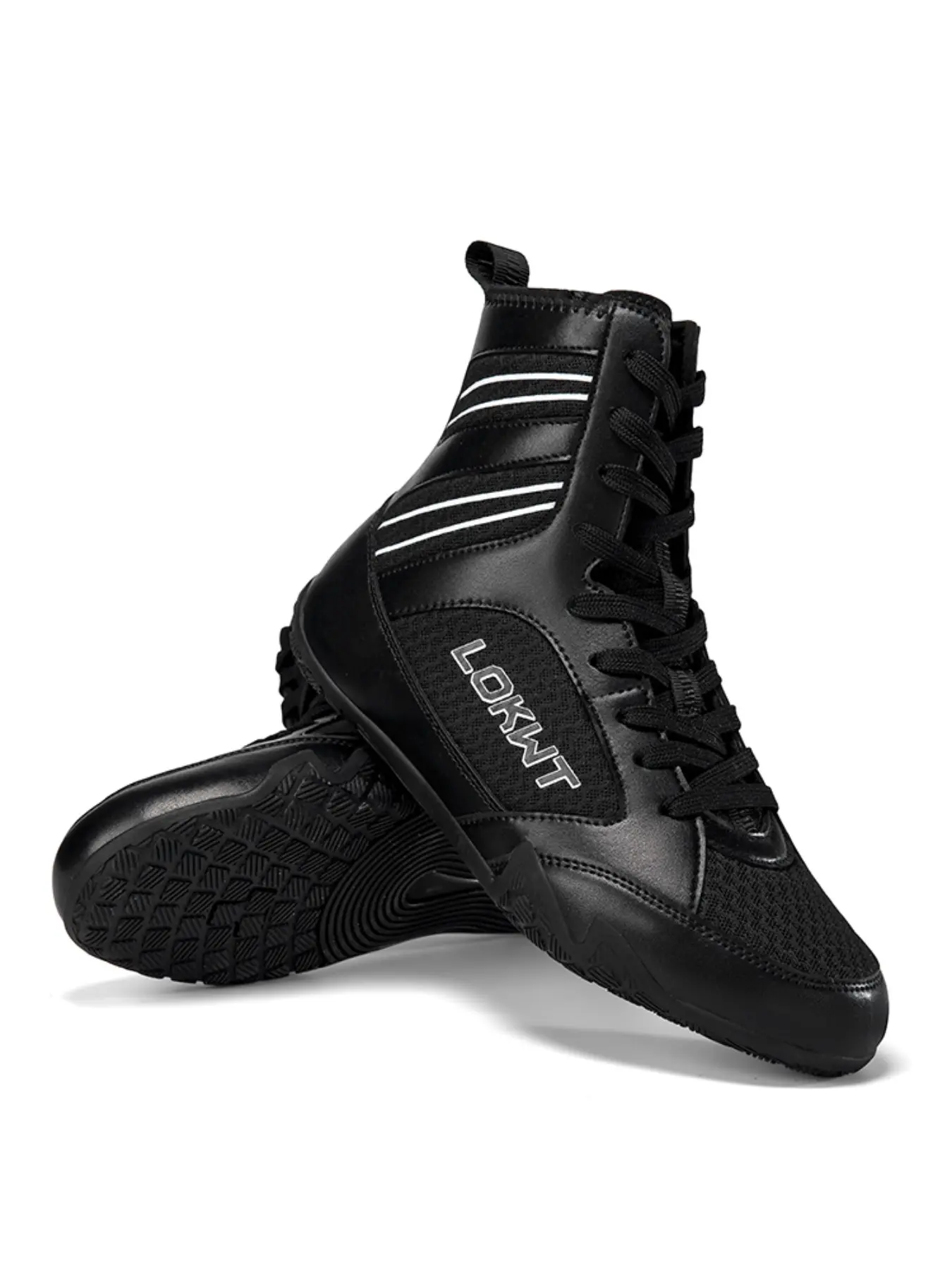 Men's Boxing Shoes, Lightweight Punching Boots, Luxury Fitness Sneakers, Anti-Slip High Top Wrestling Boots, Comfortable All-Season, Lightweight Design, High Top Support