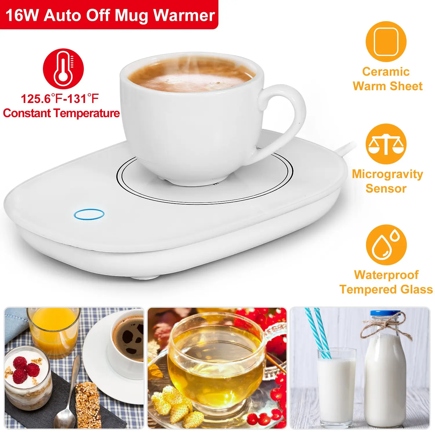 55°C Smart Coffee Mug Warmer – Electric Heating Coaster Pad for Coffee, Tea & Milk – Multi-Function Desk Cup Warmer for Home Office