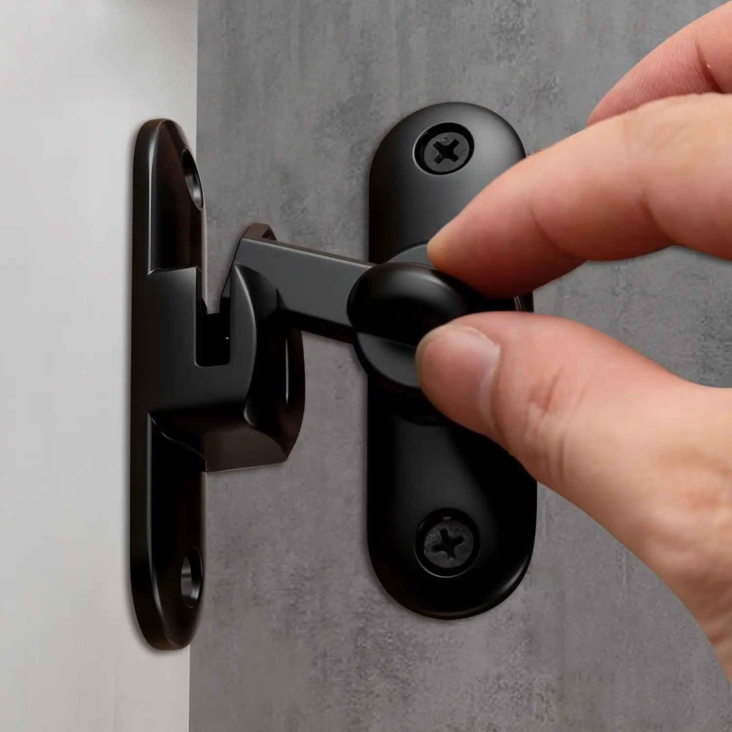 90/180  Flip Barn Door Lock, Thickened Solid Gate Latches,  Sliding Door Latch for Cabinets, Bathroom, Sliding Doors and Windows (Black, 1-Pack)