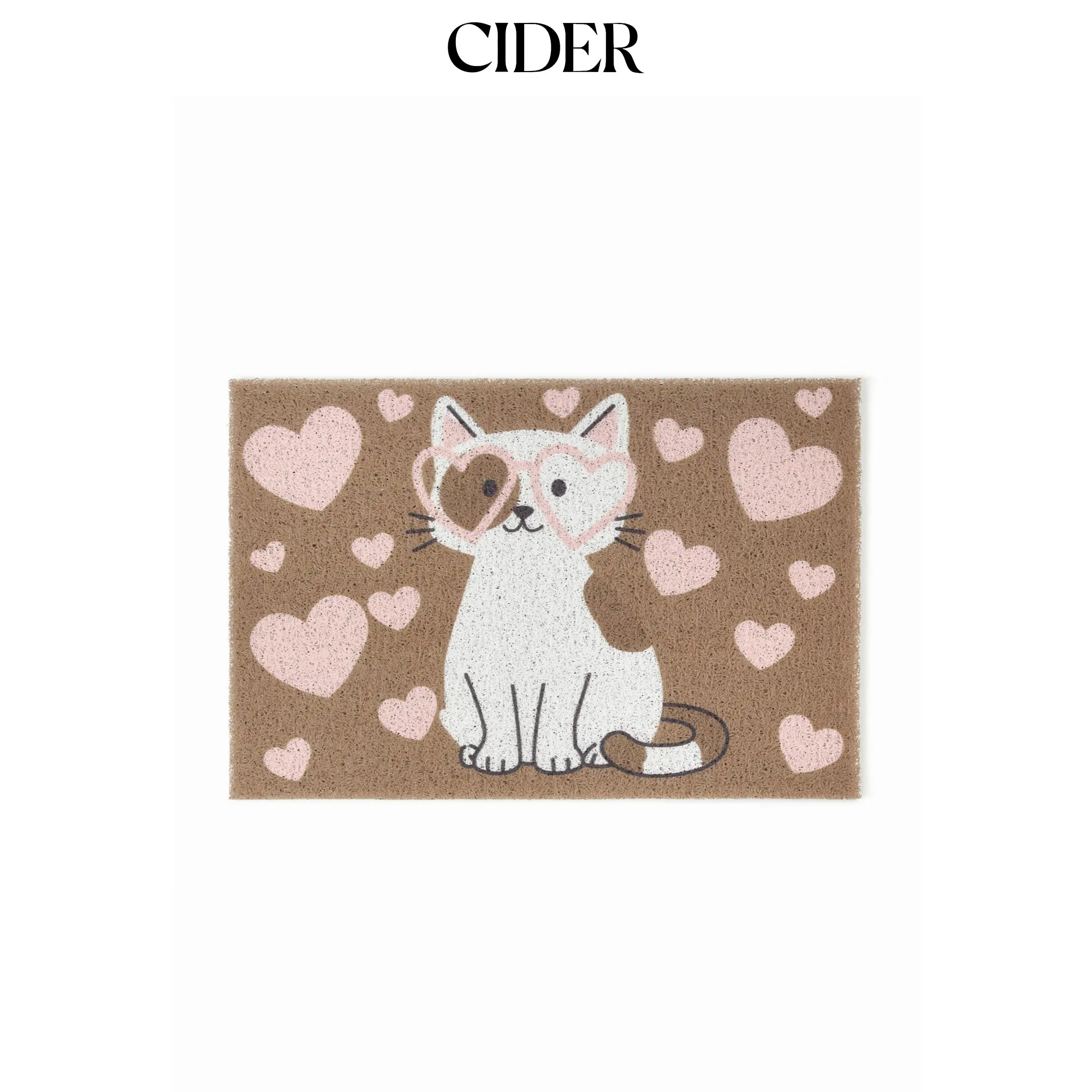 Cider HEART & CAT PATTERN DOOR MAT