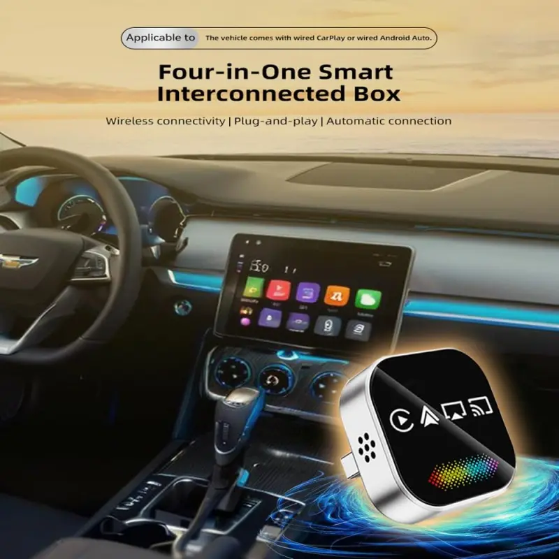2026 Upgraded Wireless Carplay Adapter, 4-in-1 Wireless CarPlay Adapter for Android & iPhone  CarPlay + Screen Mirroring, AirPlay Mirror & Android Mirror, Carplay Dongle, Mini USB with Type-C Plug & Play