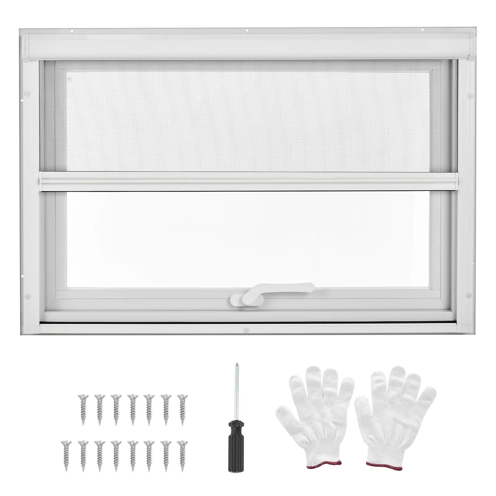 Reinforced Glass Casement Roof Window – Sliding Operation, Magnetic Pull-Down Mesh, 4-Position Adjustable, Egress & Household Use