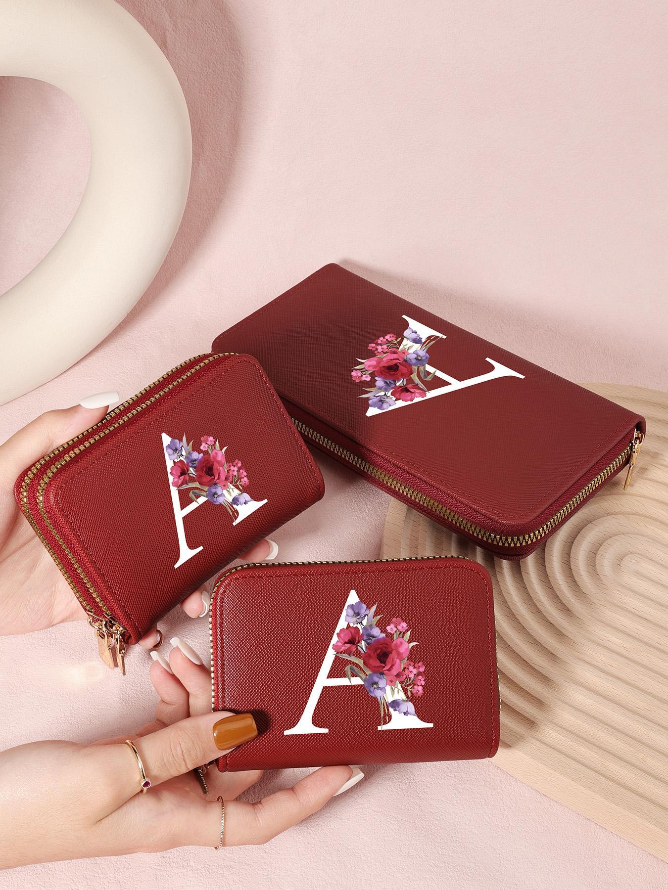 Women's Floral & Letter Pattern Wallet, Fashionable Zipper Card Holder, Casual Versatile Wallet for Daily Use
