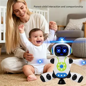 Dancing Robot Toy, 360 Degree Rotation Sound Light Music Robot, Interactive Electric Toy Gift for Kids, Model Yj388-19